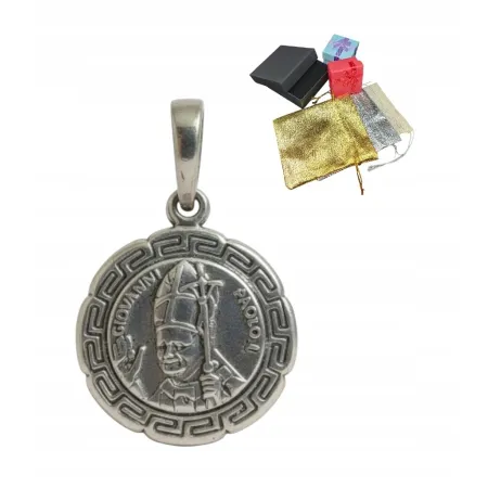 Medalik Srebrny Pr 925 Zawieszka Z Janem Pawłem Papieżem Na Prezent Chrzest