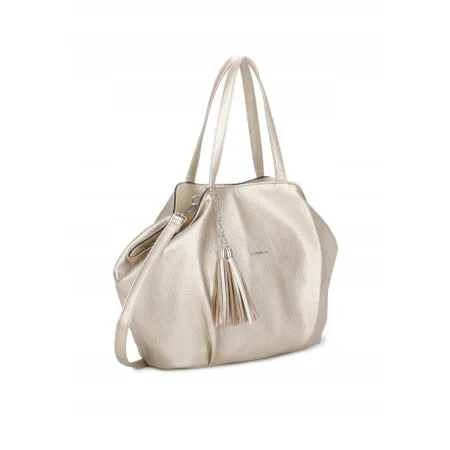 Pojemna Torebka Damska Shopper Worek A4 LUIGISANTO Złota Skóra Eko