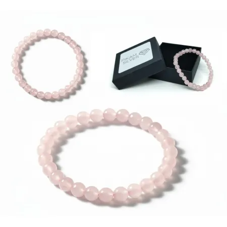 Bransoletka Miłości Z Kamieni Naturalnych 6mm Kwarc Różowy Na Gumce Damska