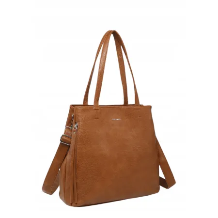 Klasyczna Torebka Damska Shopper Brązowa LUIGISANTO V5081 Camel