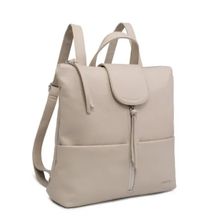 Beżowy Elegancki Miejski Plecak Damski LUIGISANTO Skóra Ekologiczna