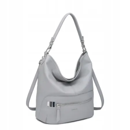 Szara Torebka Damska na Ramię Shopper LUIGISANTO Format A4 Skóra Eko