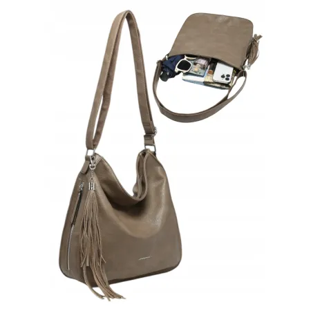 Stylowa Pojemna Shopper Chwost Torebka Damska LUIGISANTO Y1242 Taupe