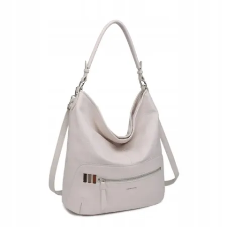 Beżowa Torebka Damska na Ramię Shopper LUIGISANTO Format A4 Skóra Eko