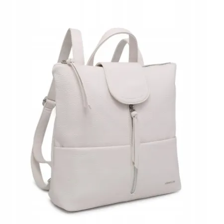 Beżowy Elegancki Miejski Plecak Damski LUIGISANTO Skóra Ekologiczna