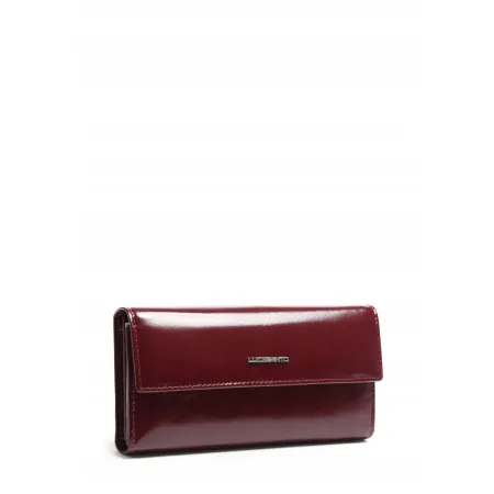 Lakierowany Bordowy Portfel damski Skóra Naturalna LUIGISANTO Elegancki