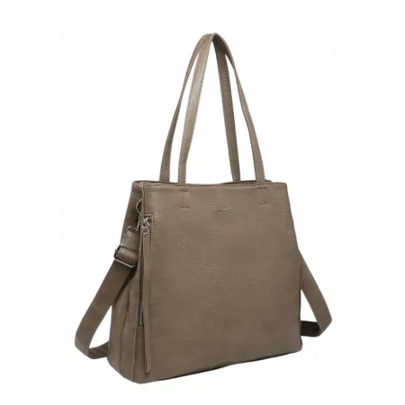 Klasyczna Torebka Damska Shopper Beżowa LUIGISANTO V5081 Taupe