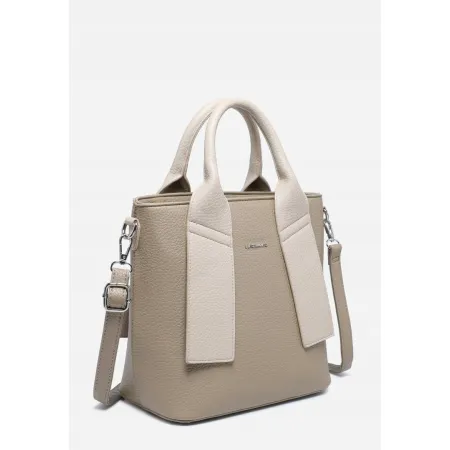 Modna Stylowa Shopperka Torebka Damska LUIGISANTO Torba Beżowa Skóra Eko