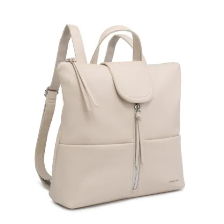 Beżowy Elegancki Miejski Plecak Damski LUIGISANTO Skóra Ekologiczna