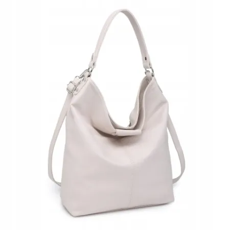 Beżowa Torebka Damska na Ramię Worek Shopper LUIGISANTO Skóra Ekologiczna