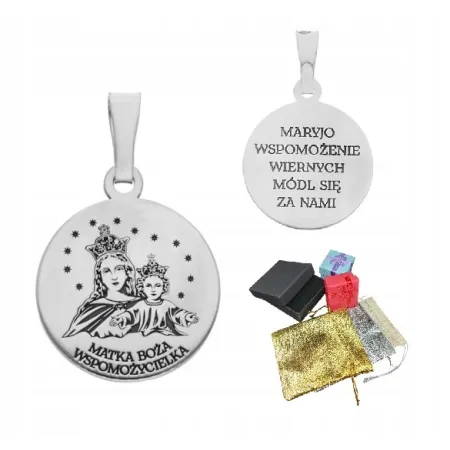Medalik Srebrny Pr 925 Z Matką Bożą Wspomożycielką Na Prezent Chrzest