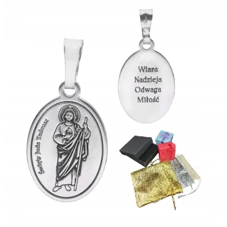 Medalik Srebrny Próba 925 Św. Juda Tadeusz Na Chrzest Komunię Zawieszka