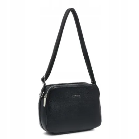 Damska Torebka Listonoszka LUIGISANTO Czarna Trzykomorowa z Paskiem