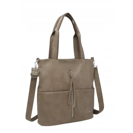 Stylowa Torebka Damska Shopper Beż Format A4 LUIGISANTO V0427-4 Taupe