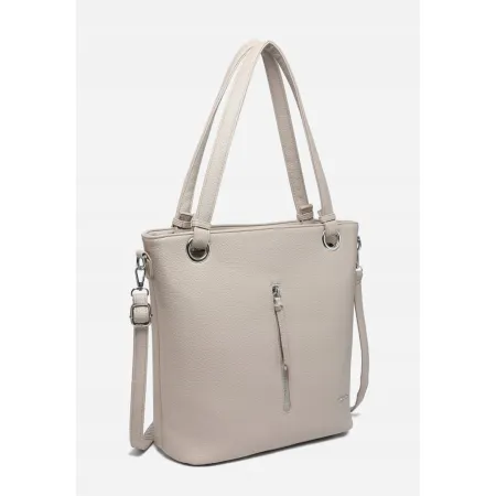 Pojemna Stylowa Torebka Damska Shopper Jasny Beż LUIGISANTO Skóra Eko