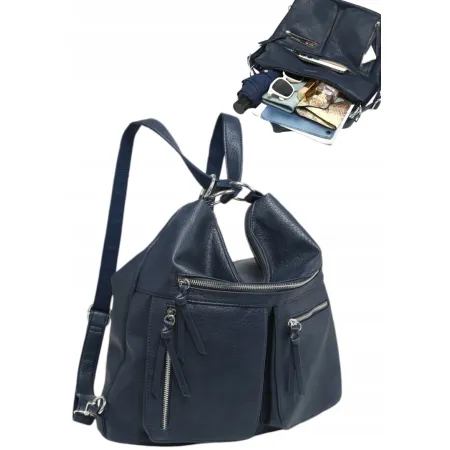 Stylowa Torebka na Ramię Plecak Damski 2w1 Granat LUIGISANTO V85148 Blue