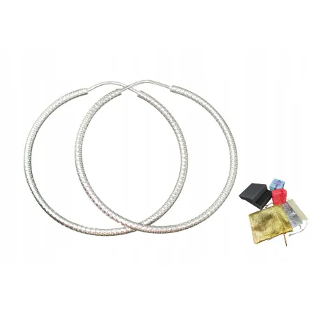 Kolczyki Srebrne Pr. 925 Koła Diamentowane Rodowane Kółka średnica 3,5 cm