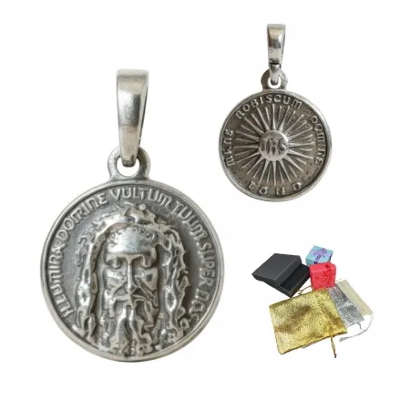 Medalik Srebrny Pr 925 Z Jezusem Chrystusem Dwustronny Okrągły Na Prezent