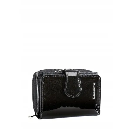Portfel Damski Skóra Naturalna Lakierowany LUIGISANTO Czarny Zgrabny