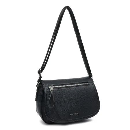 Torebka Damska Listonoszka LUIGISANTO na Ramię Czarna Skróra Ekologiczna