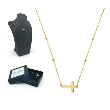 Delikatny Naszyjnik Z Krzyżykiem Stal Nierdzewna Chirurgiczna Kolor Złoty
