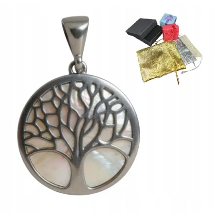 Srebrna Zawieszka Drzewko Życia Szczęścia 925 Wisiorek Perłowy Na Prezent