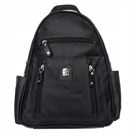 Czarny Miejski Plecak Damski CharmShape ze Skóry Ekologicznej