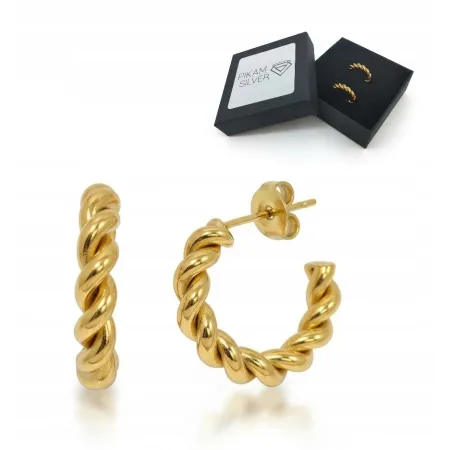 Kolczyki Stal Nierdzewna Chirurgiczna Kółka Złoty Kolor Sztyfty Kółeczka