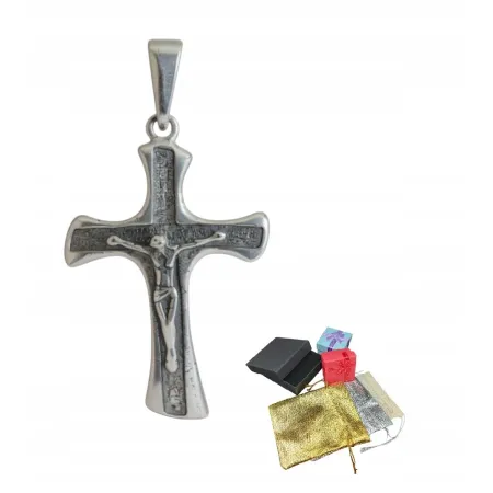 Srebrny Krzyżyk 925 Męski Z Jezusem Chrystusem Katolicki Krzyż Na Prezent