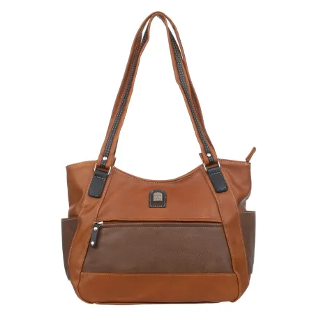 Brązowa Damska Listonoszka CharmShape na Ramię ze Skóry Ekologicznej