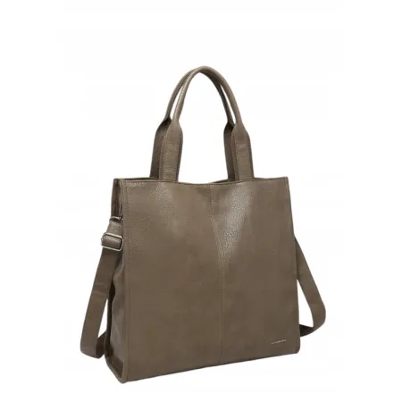 Pojemna Shopperka Torebka Damska Beżowa Format A4 LUIGISANTO V6623 Taupe