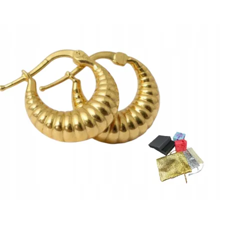 Kolczyki Srebrne Pr,925 Dmuchane Koła Pozłacane Kółeczka Muszelki Modne