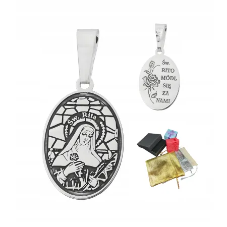 Medalik srebrny próba 925 św. Rity - zawieszka religijna na prezent komunie