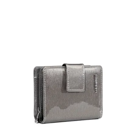 Portfel Damski Skóra Naturalna Lakierowany LUIGISANTO Szary Zgrabny