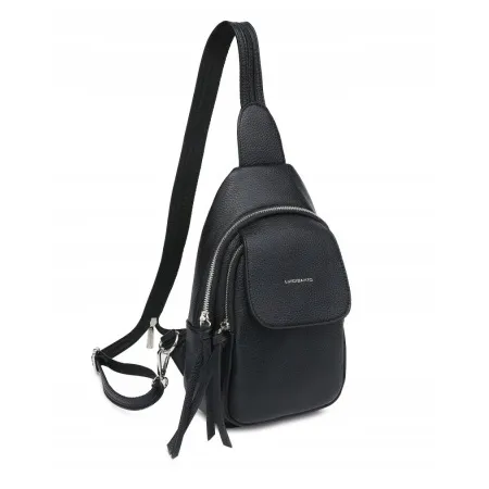 Czarny Praktyczny Plecak Saszetka LUIGISANTO przez Ramię Skóra Ekologiczna