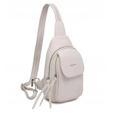 Beżowy Praktyczny Plecak Saszetka LUIGISANTO przez Ramię Skóra Ekologiczna