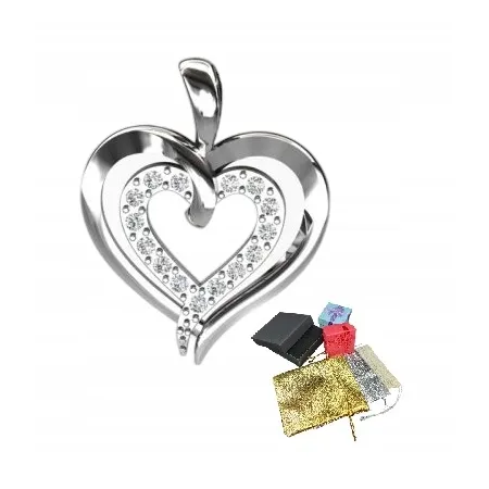 Wisiorek Srebrny 925 Serce Cyrkonie Damska Zawieszka Prezent Na Gwiazdkę