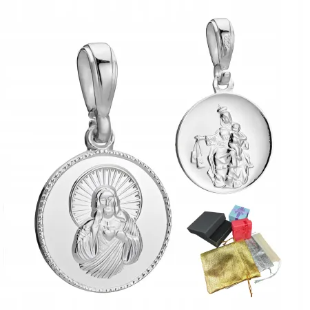 Medalik Srebrny Próba 925 Szkaplerz Okrągły Zawieszka na Chrzest i Komunie