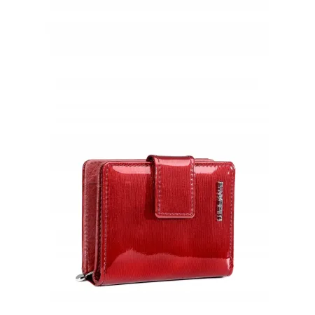 Portfel Damski Skóra Naturalna Lakierowany LUIGISANTO Czerwony Zgrabny