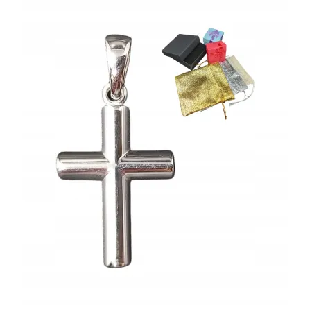 Klasyczny Srebrny Krzyżyk Gładki zawieszka Wisiorek Religijny Próba 925