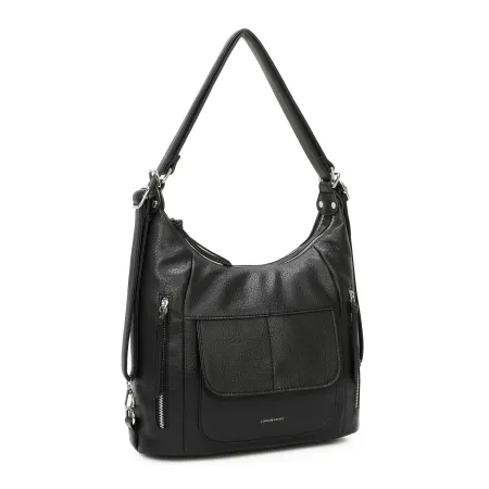 Damski Plecak Torebka Shopper 2w1 LUIGISANTO Czarna Dwukomorowa