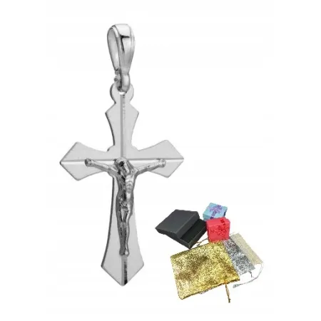 Srebrny Krzyżyk 925 Krzyż Z Jezusem Chrystusem Katolicki Na Prezent