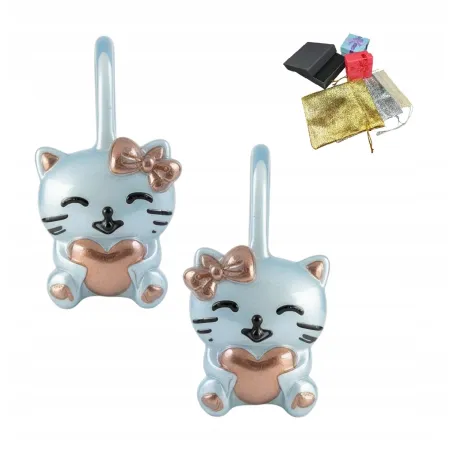 Urocze Srebrne 925 Kolczyki Kotki Na Prezent Gwiazdkę Dla Dziewczynki