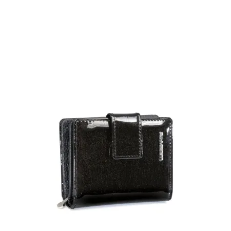 Portfel Damski Skóra Naturalna Lakierowany LUIGISANTO Czarny Zgrabny