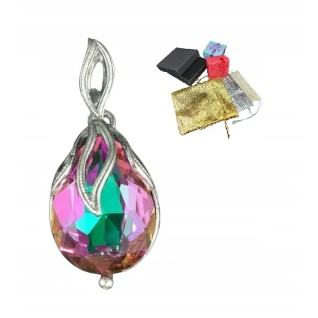 Elegancka Srebrna Zawieszka Próba 925 Różowy Kryształ Wisiorek Na Prezent