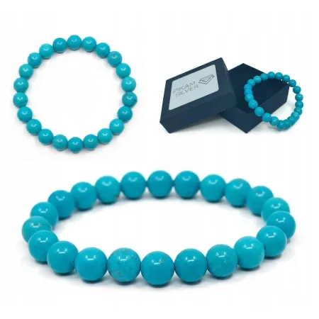 Bransoletka Z Kamieni Naturalnych 8mm Turkus Koraliki Na Gumce Damska