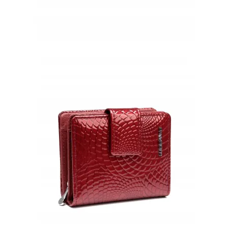 Portfel Damski Skóra Naturalna Lakierowany LUIGISANTO Czerwony Zgrabny