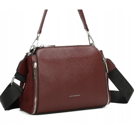 Bordowa Pojemna Damska LISTONOSZKA LUIGISANTO 2 Komorowa z paskiem