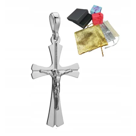 Srebrny Krzyż Klasyczny Próba 925 Krzyżyk Katolicki Z Jezusem Chrystusem