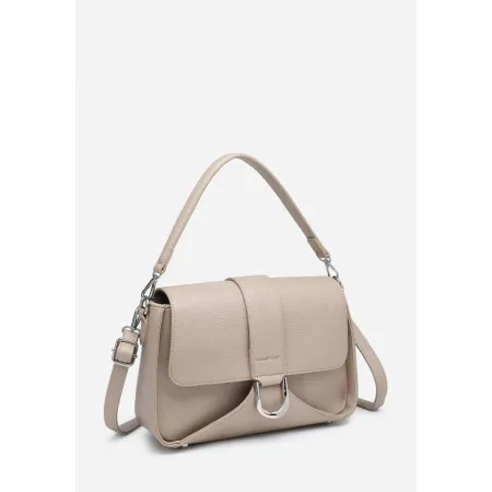 Beżowa Listonoszka Torebka Damska Skóra Ekologiczna Dopinany Pasek Stylowa